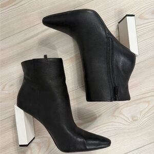 Jessica Simpson Black Ankle Booties with White Block Heel